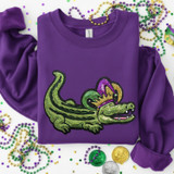 Mardi Gras Gator Sequin Sweatshirt