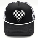 Checkered Heart Checkered Foam Trucker Hat