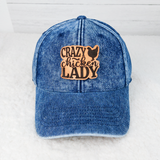 Denim Hat With Crazy Chicken Lady Leather Patch