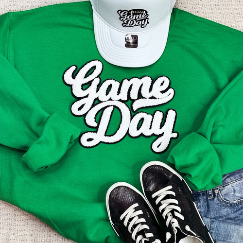 NO SPORT White Game Day Chenille Patch Crewneck Sweatshirt