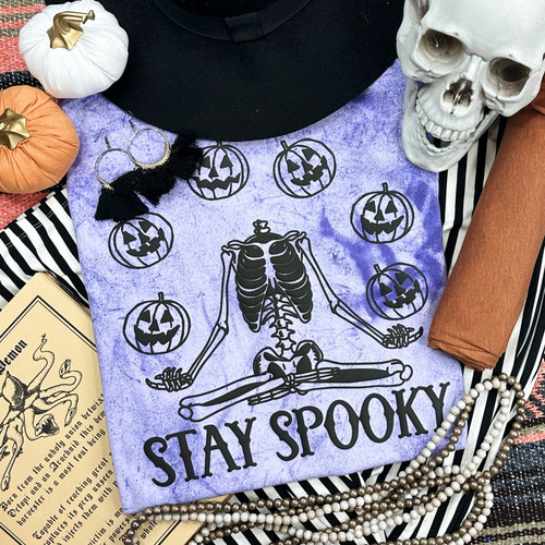 Stay Spooky Black PUFF Pigment Dyed Tee