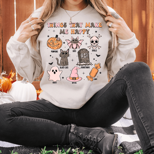 Things That Make Me Happy Halloween Sand Crewneck Sweatshirt
