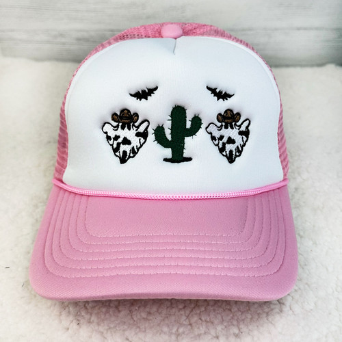 Cow Print Ghosts Embroidered Trucker Hat