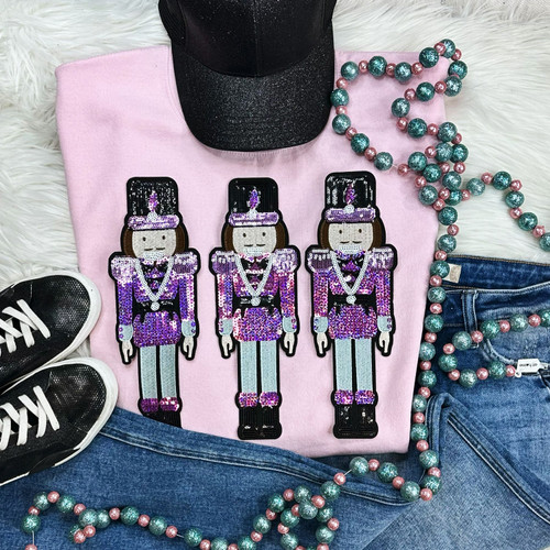 Sequin Nutcrackers PINK Bundle Light Pink Crewneck Sweatshirt