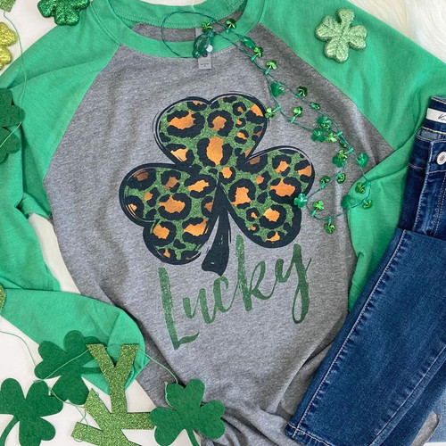 Lucky Leopard Shamrock Raglan