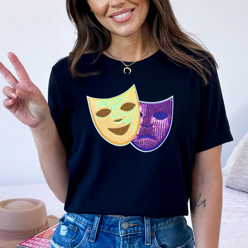 Mardi Gras DOUBLE Mask Patch Everyday Tee