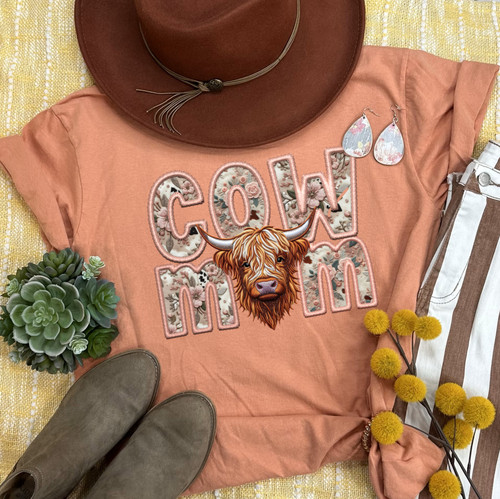 Cow Mom Pigment Dyed Tee