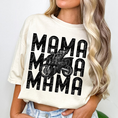 Mama Motocross Stacked Faux Embroidery Pigment Dyed Tee