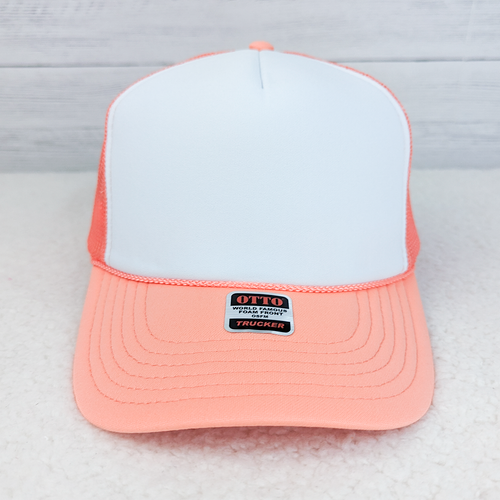Coral and White Foam Trucker Hat
