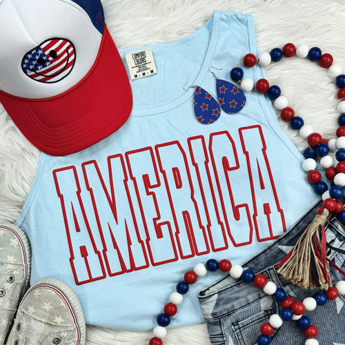 America Red PUFF Pigment Dyed Tank
