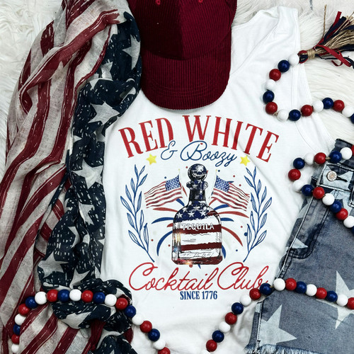 Red White & Boozy Cocktail Club Pigment Dyed Tank