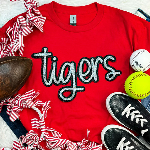 Tigers Sequin Patch Red Everyday Tee