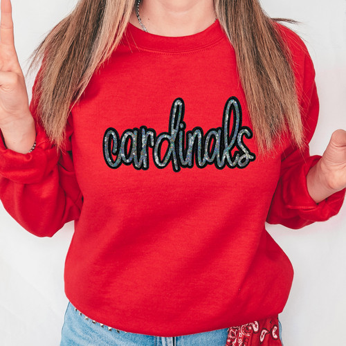 Cardinals Sequin Patch Red Crewneck Sweatshirt