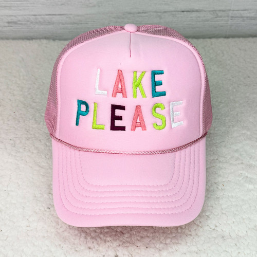 Lake Please Embroidered Pink Trucker Cap