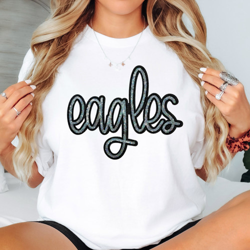 Eagles Sequin Patch White Everyday Tee