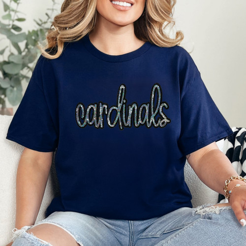 Cardinals Sequin Patch Navy Everyday Tee