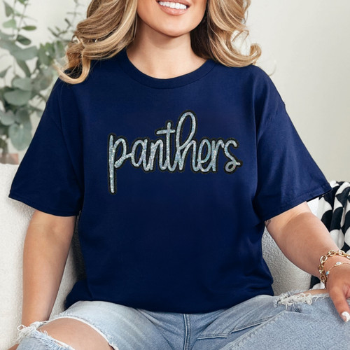 Panthers Sequin Patch Navy Everyday Tee