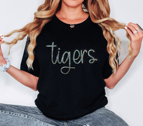 Tigers Sequin Patch Black Everyday Tee