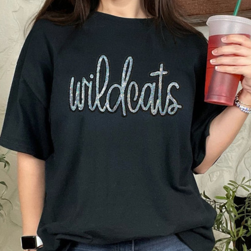 Wildcats Sequin Patch Black Everyday Tee