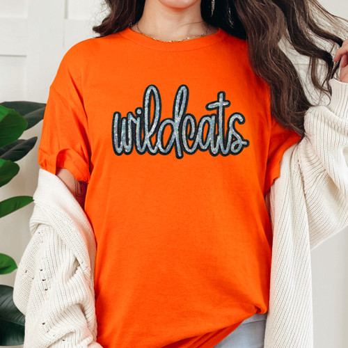 Wildcats Sequin Patch Orange Everyday Tee