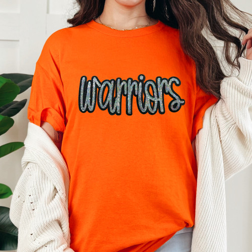 Warriors Sequin Patch Orange Everyday Tee