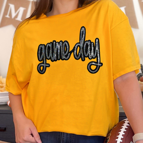 Game Day Sequin Patch Gold Everyday Tee