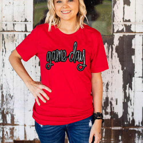 Game Day Sequin Patch Red Everyday Tee