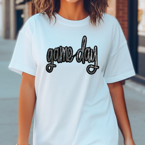 Game Day Sequin Patch White Everyday Tee