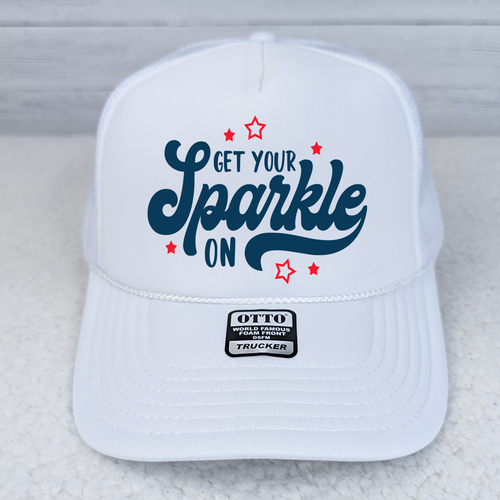 Get Your Sparkle On White Trucker Cap