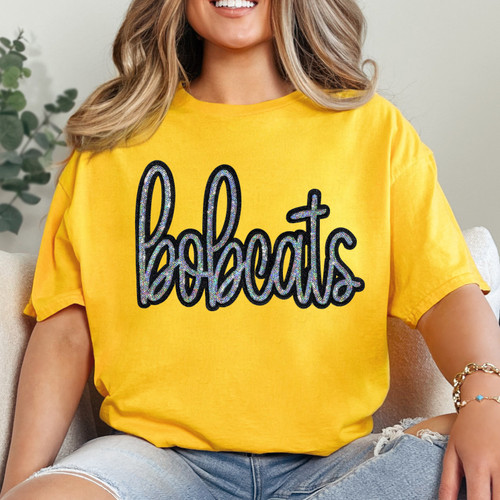 Bobcats Sequin Patch Gold Everyday Tee