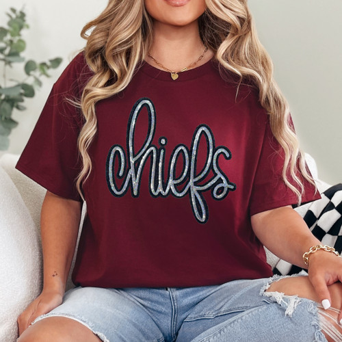 Chiefs Sequin Patch Garnet Everyday Tee