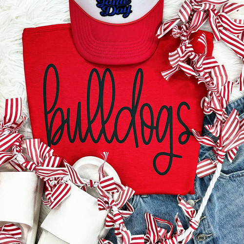 Bulldogs Black PUFF Red Everyday Tee