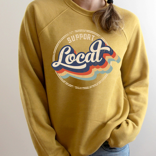 Support Local Heather Mustard Crewneck Sweatshirt