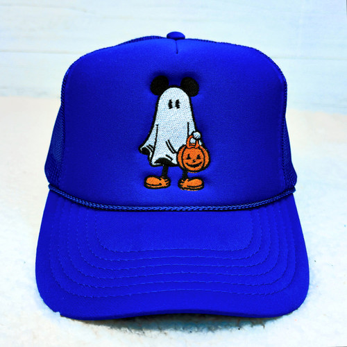 Trick Or Treat Ghost Mouse Royal Trucker Cap