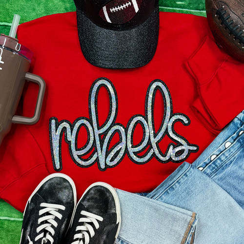 Rebels Sequin Patch Red Crewneck Sweatshirt