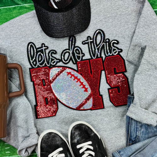 Let's do this boys Red/Silver patch Sport Grey crewneck