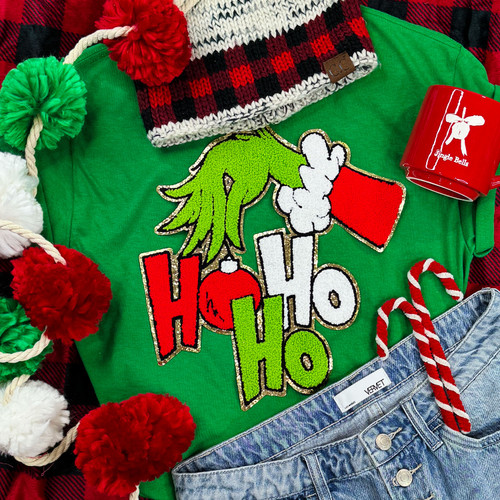 HOHOHO Green Guy Hand Chenille Patch Turf Green Everyday Tee