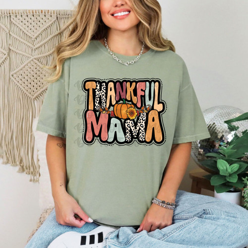 Thankful Mama Pumpkin Pigment Dyed Tee