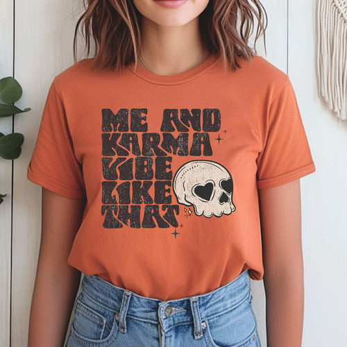 Distressed Me And Karma Vibe Like That Tee