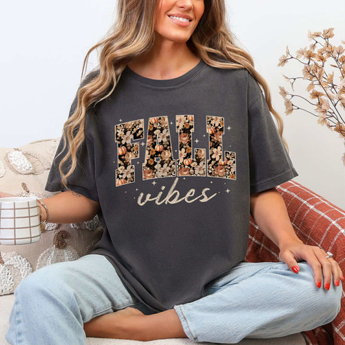 Fall Vibes Dark Floral Tee
