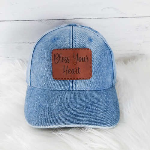 Pacific Hybrid Denim Cap Complete with Bless Your Heart Leather Patch