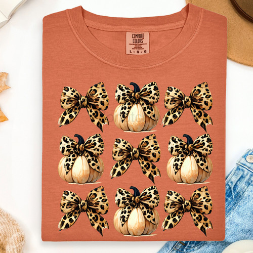 Leopard Bow Pumpkins Tee