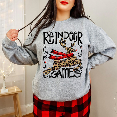 Reindeer Games Leopard Crewneck