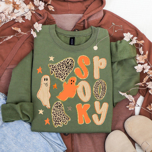 Spooky Leopard Ghosts Sweatshirt Spooky Leopard Ghosts Sweatshirt