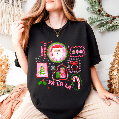 Preppy Christmas Stamp Collage Tee