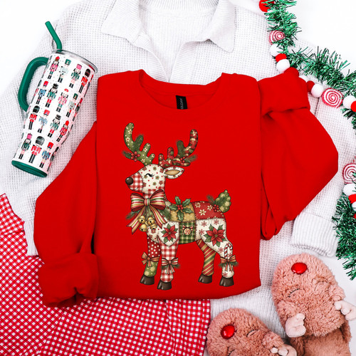 Patchwork Reindeer Sweatshirt