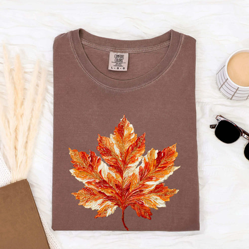 Faux Painted Maple Leaf Tee