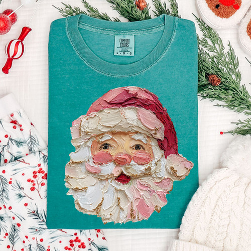 Faux Painted Santa Face Tee