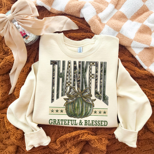 Thankful Green Patterned Sweatshirt Thankful Green Patterned Sweatshirt
