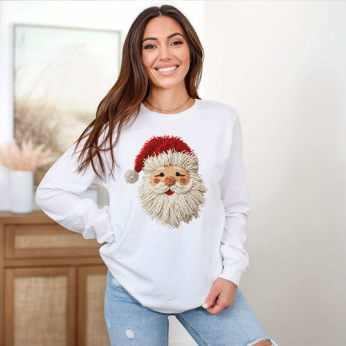 Faux Yarn String Santa Long Sleeve Tee Faux Yarn String Santa Long Sleeve Tee